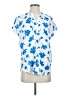 Amour Vert 100% Viscose Floral Blue Short Sleeve Blouse Size XS - photo 1