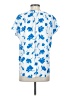 Amour Vert 100% Viscose Floral Blue Short Sleeve Blouse Size XS - photo 2