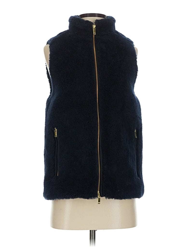 Jcrew Faux Fur Vest In Blue