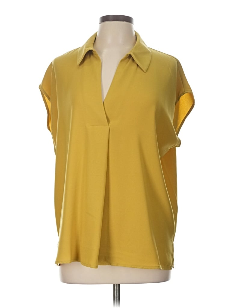 Pre-owned Modern Works Short Sleeve Blouse In Yellow