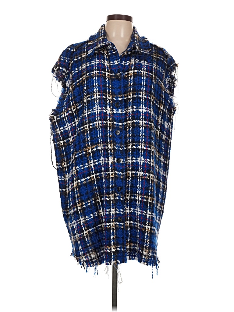 Pre-owned Zara Sleeveless Button Down Shirt In Blue