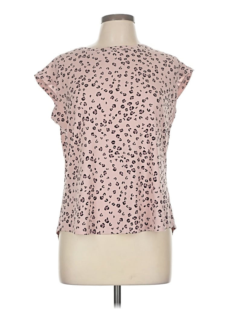 Pre-owned Elle Short Sleeve Top Pink Mock Neckline Tops