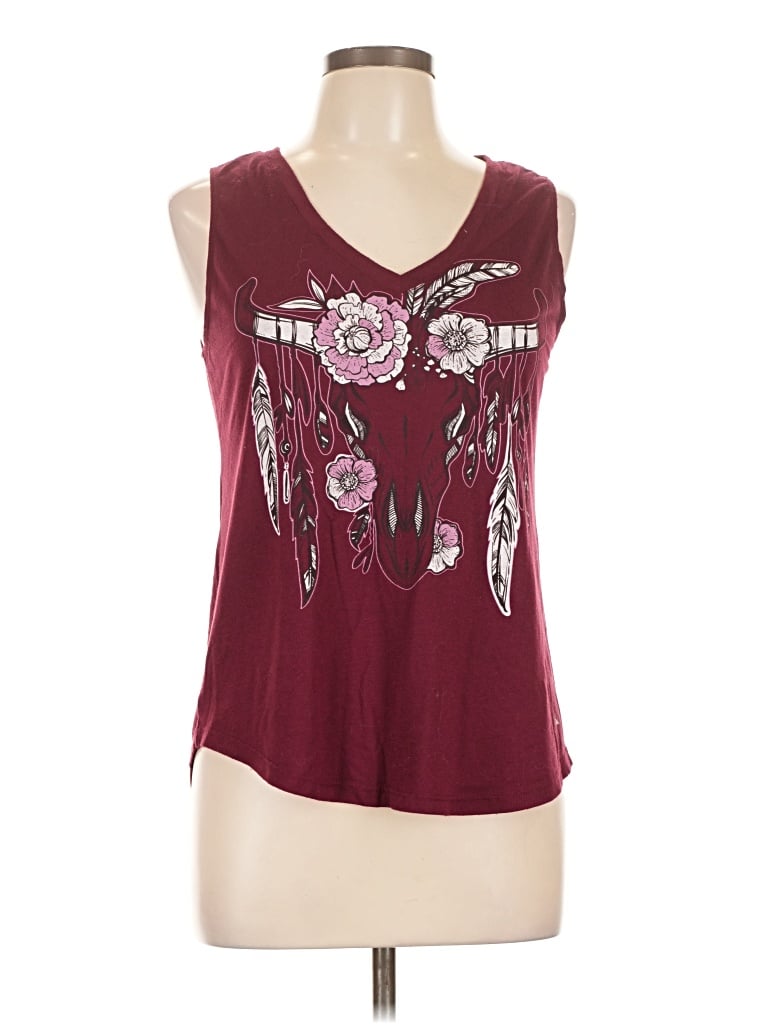 Pre-owned Wound Up Sleeveless T-shirt In Burgundy