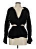 Something Navy Black Long Sleeve Blouse Size M - photo 1