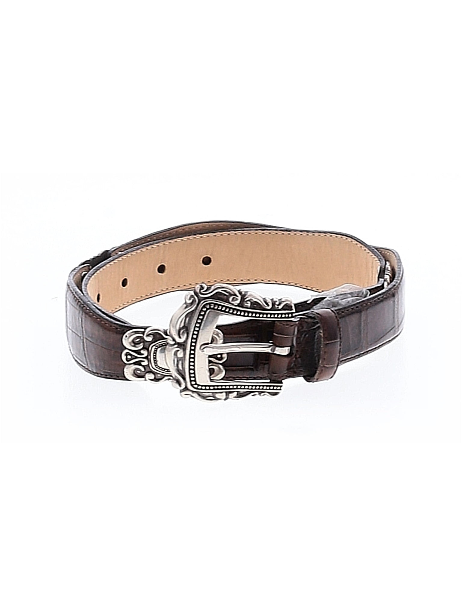 Fossil Leather Belt Embroidered Embellished Brown Vintage Fossil Brown Leather Embroidered Belt Women S Small  main image 2