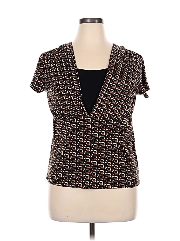 Pre-owned Briggs New York Short Sleeve Blouse In Black