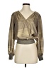 Current Air 100% Polyester Metallic Gold Long Sleeve Blouse Size XS - photo 1