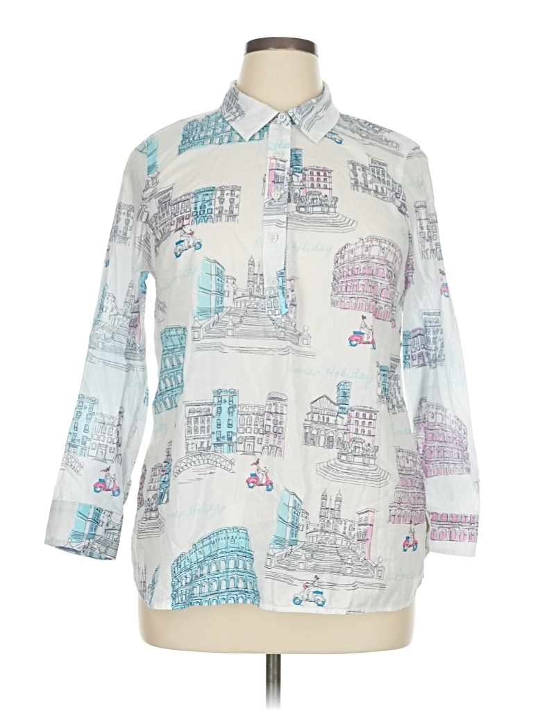 Pre-owned Talbots 3/4 Sleeve Blouse In Silver