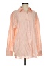 Primark Stripes Orange Long Sleeve Button-Down Shirt Size S - photo 1