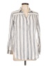 Hem & Thread 100% Rayon Stripes Ivory 3/4 Sleeve Button-Down Shirt Size L - photo 1