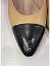 Chanel 100% Leather Color Block Tan Ivory Leather Slingback Pumps Size 7 - photo 3