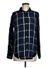 Stylus 100% Rayon Plaid Blue Long Sleeve Button-Down Shirt Size M - photo 1