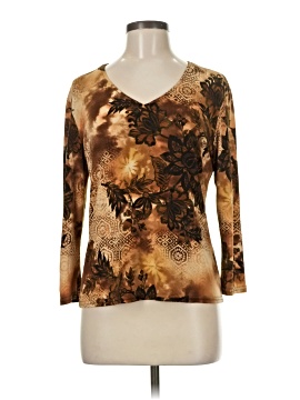 Veste Gilet En Cuir Véritable Pamela McCoy S/M - Motif Floral Marron/beige Transparent, Neuve Avec étiquette