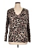 Veronica M. Animal Print Brown Long Sleeve Blouse Size XL - photo 1