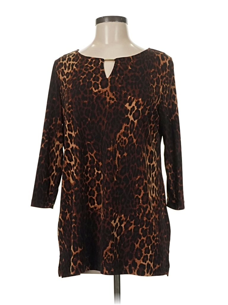Pre-owned Iman 3/4 Sleeve Blouse In Brown