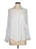 Be Cool 100% Rayon Stripes Ivory Long Sleeve Button-Down Shirt Size L - photo 1