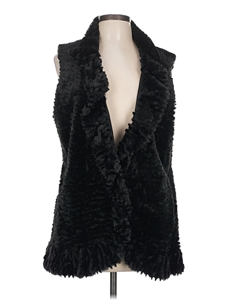 Pre-owned Multiples Faux Fur Vest In Black