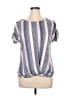 Truself Stripes Blue Short Sleeve Blouse Size XL - photo 1