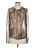 Cynthia Steffe Metallic Silver Tan Long Sleeve Blouse Size 4 - photo 1