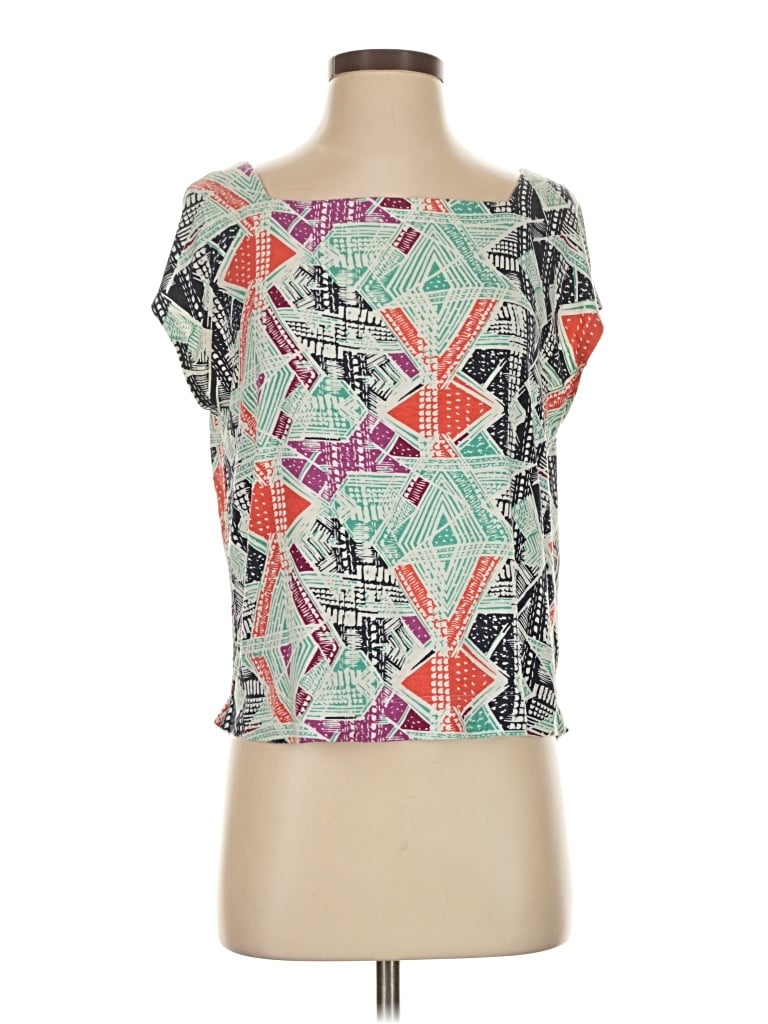 Pre-owned Ella Moss Short Sleeve Top Green Square Neckline Tops