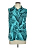 Worthington Tropical Teal Sleeveless Button-Down Shirt Size L - photo 1