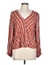 Rebellion 100% Rayon Stripes Orange Long Sleeve Blouse Size L - photo 1