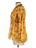 Upson Downes 100% Polyester Yellow Long Sleeve Blouse Size L - photo 5