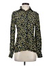 Tucker 100% Silk Print Yellow Long Sleeve Silk Top Size P (petite) - photo 1