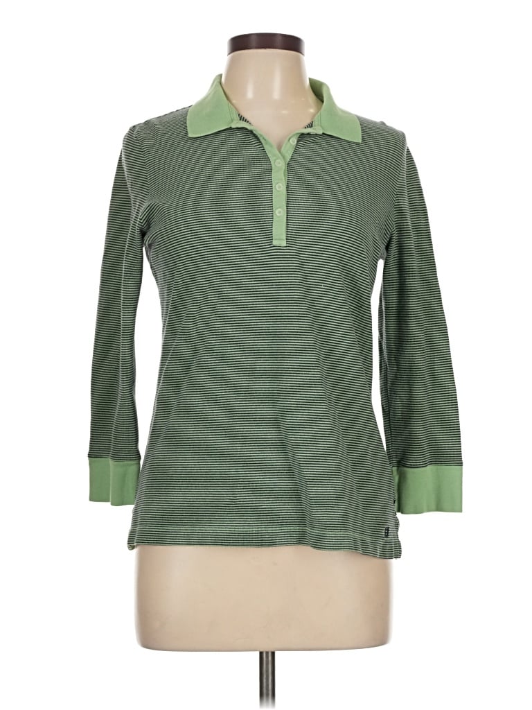 Pre-owned Izod 3/4 Sleeve Top Green Collared Neckline Tops