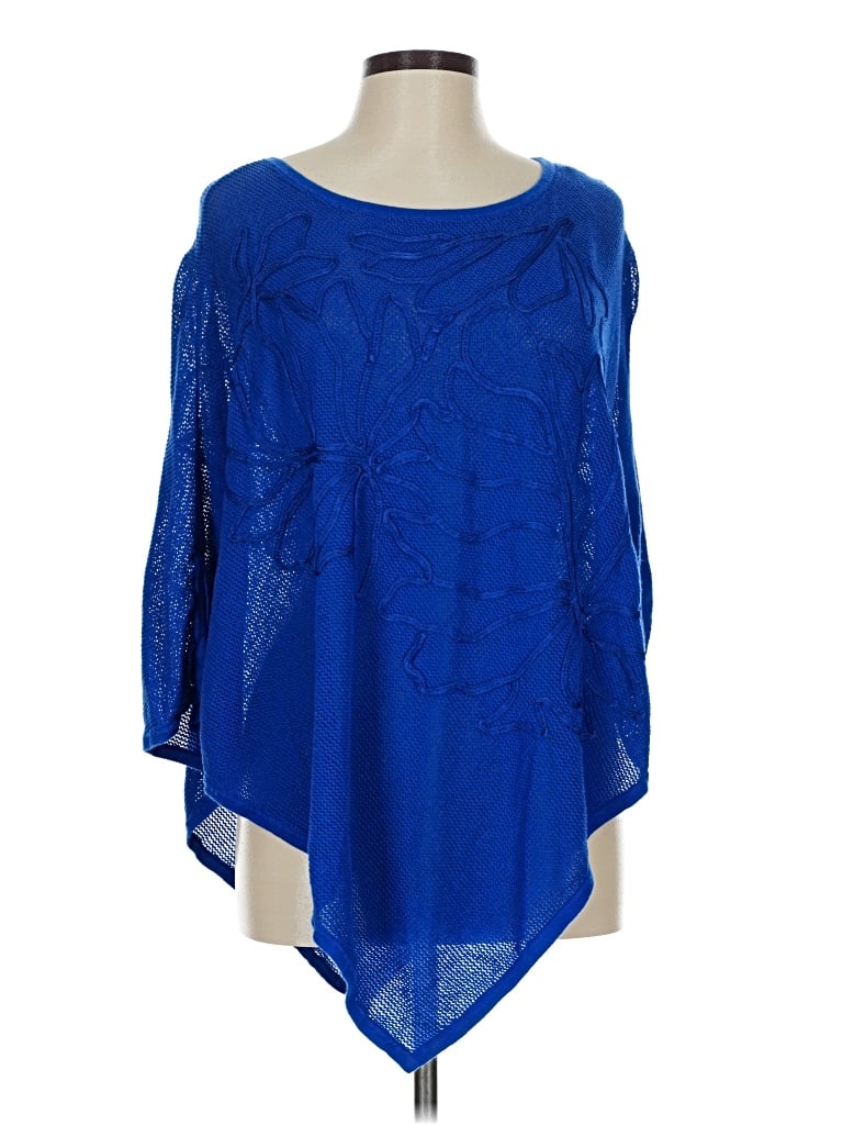 Pre-owned Chico's Poncho In Blue