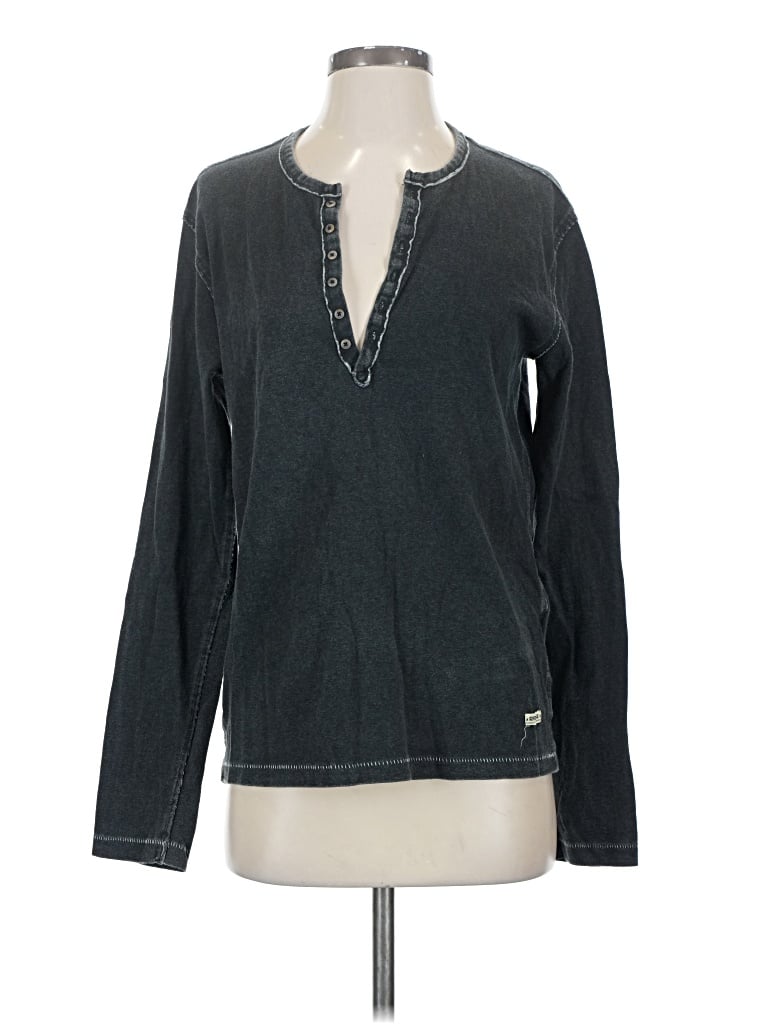 Pre-owned Converse Long Sleeve Top Gray V Neck Tops