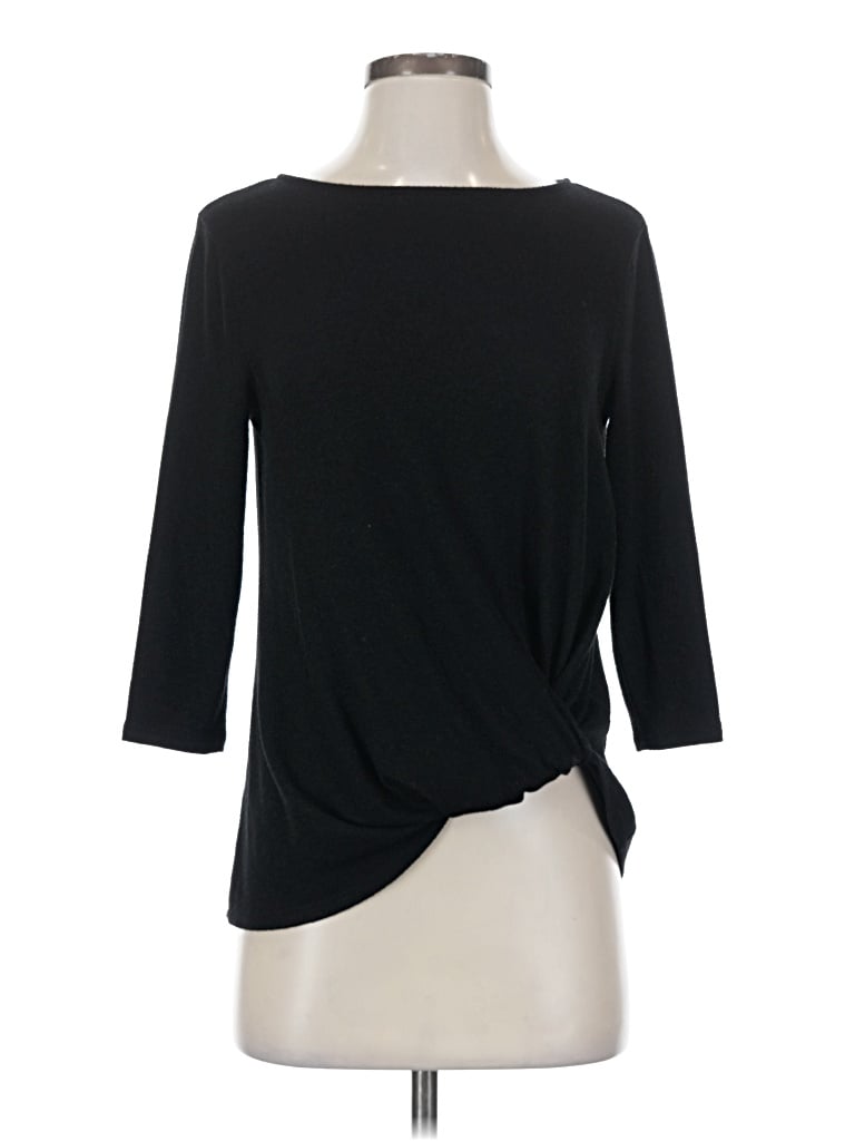 Pre-owned Gibson 3/4 Sleeve Top Black Boatneck Tops