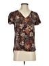 Hinge 100% Rayon Floral Brown Short Sleeve Blouse Size XS - photo 1