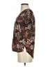 Hinge 100% Rayon Floral Brown Short Sleeve Blouse Size XS - photo 5