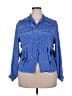Unbranded Polka Dots Solid Blue Long Sleeve Blouse Size XXL (estimated) - photo 1