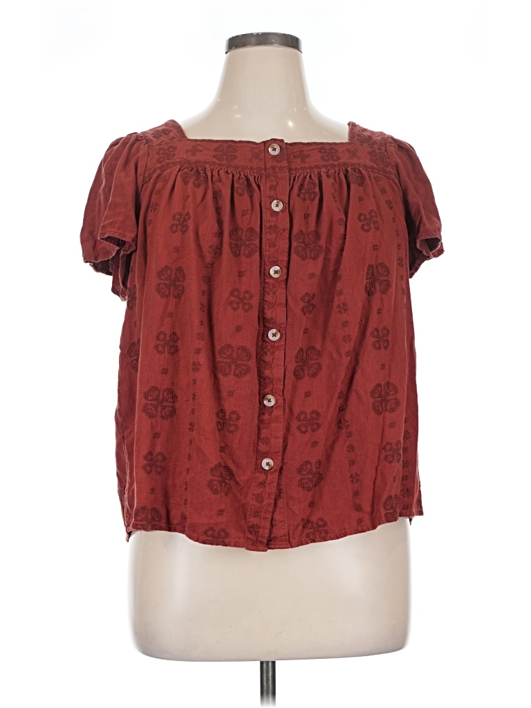 Pre-owned Torrid Short Sleeve Blouse In Burgundy
