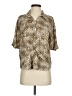 Amuse Society Animal Print Tan 3/4 Sleeve Button-Down Shirt Size S - photo 1