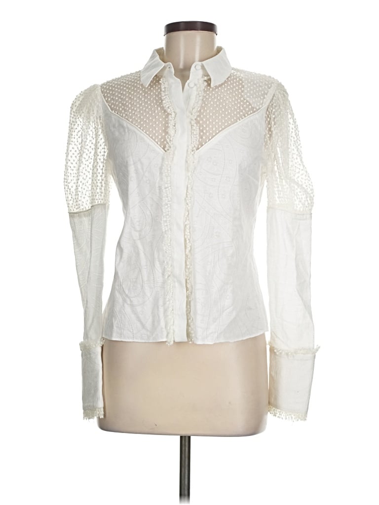 Pre-owned Alexis Long Sleeve Blouse In White