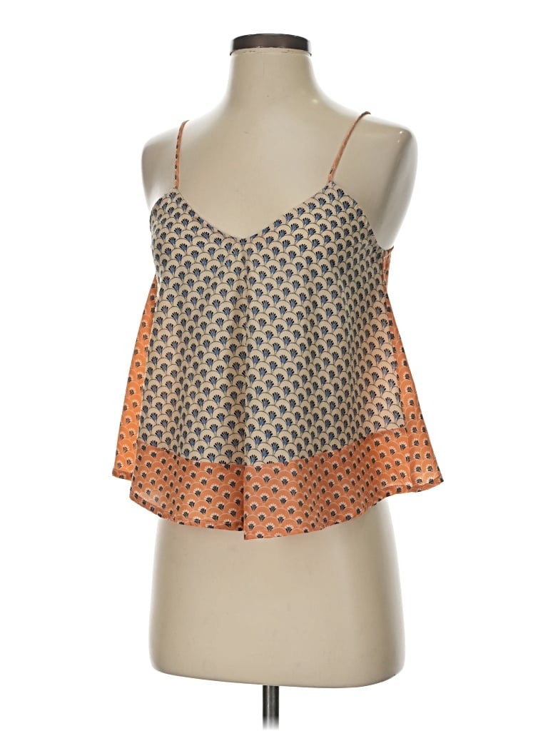 Pre-owned Elodie Tank Top Orange Halter Neckline Tops