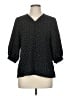 Mushrooms Polka Dots Black 3/4 Sleeve Blouse Size M - photo 1