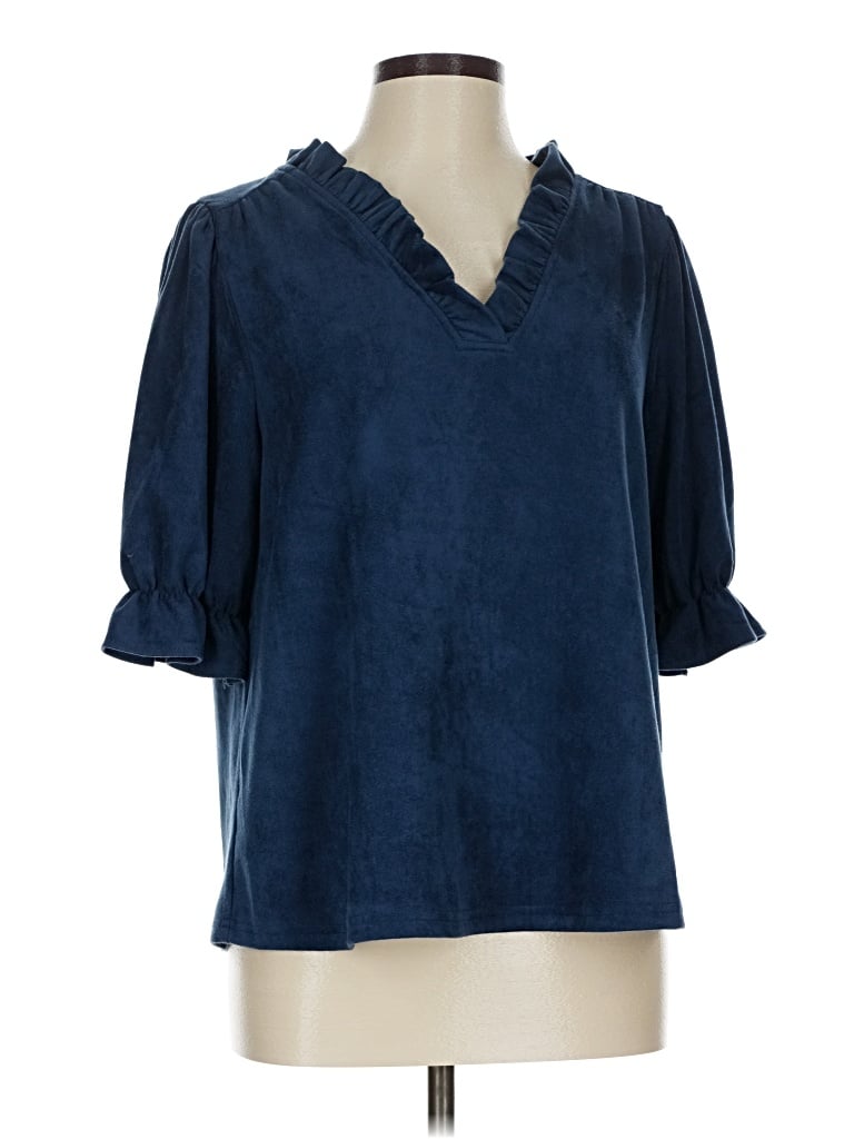 Pre-owned Voy 3/4 Sleeve Blouse In Blue