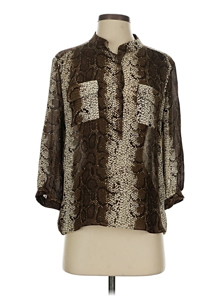 Pre-owned Parker 3/4 Sleeve Blouse In Brown