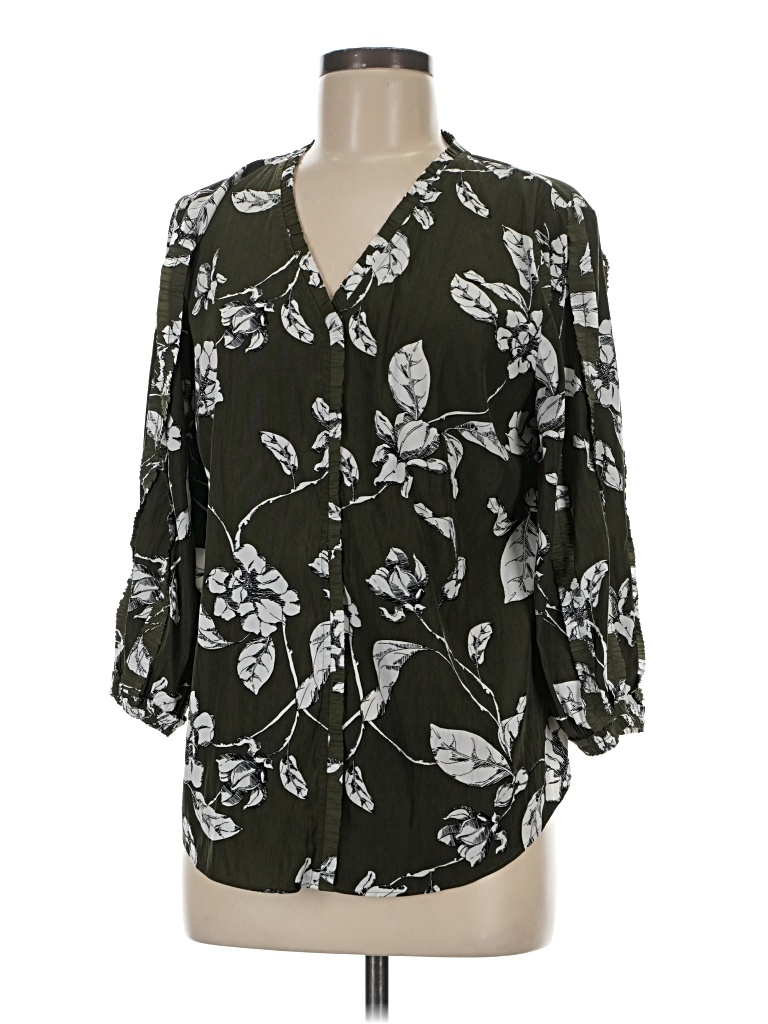 Pre-owned Chico's 3/4 Sleeve Blouse In Green