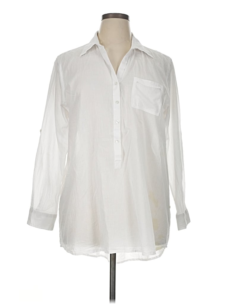 Pre-owned True Destinations 3/4 Sleeve Button Down Shirt In White