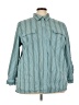 Liz & Me Stripes Teal Long Sleeve Blouse Size 3X - photo 1