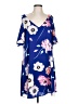 Kaari Blue 100% Polyester Print Blue Casual Dress Size L - photo 1