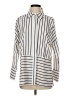 Studio 1886 100% Polyester Stripes Silver Long Sleeve Blouse Size S - photo 1