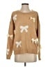 Maeve Bow Print Tan Pullover Sweater Size S - photo 1