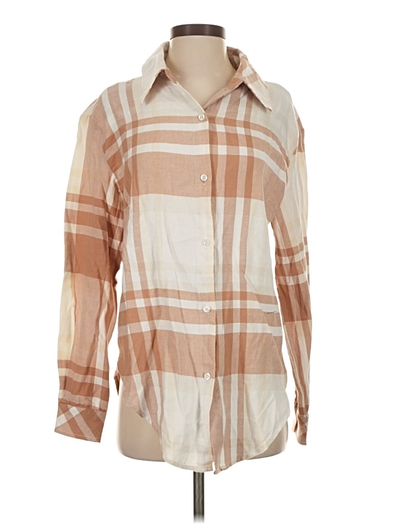 Pre-owned Francesca's 3/4 Sleeve Blouse In Tan