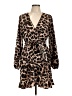 Shein 100% Polyester Animal Print Brown Casual Dress Size 8 - 10 - photo 1